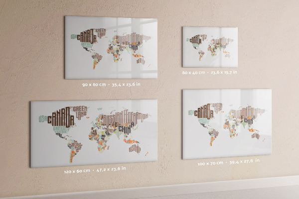 Magnetic dry erase board World map with photo locations