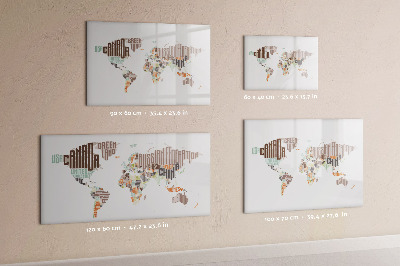 Magnetic dry erase board World map with photo locations