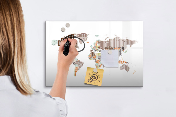 Magnetic dry erase board World map with photo locations