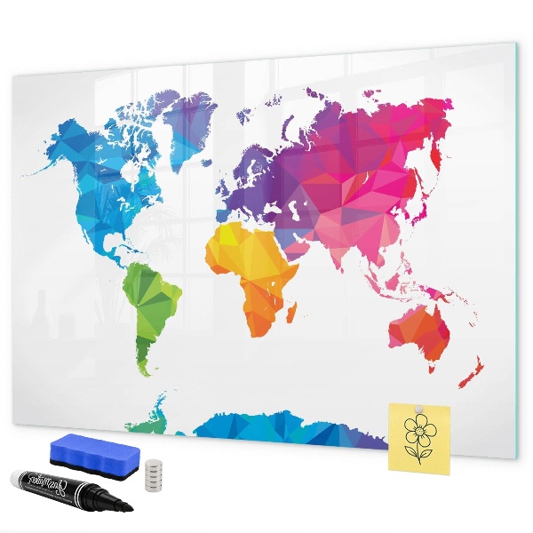 Dry erase board magnetic A colorful map for photos and notes