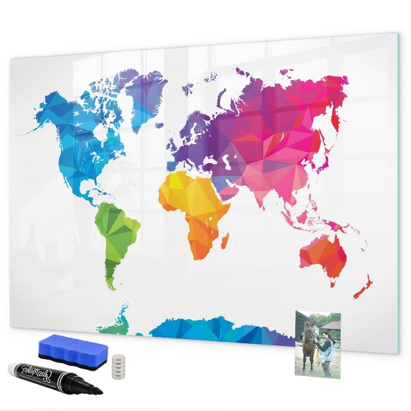 Dry erase board magnetic A colorful map for photos and notes