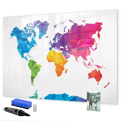 Dry erase board magnetic A colorful map for photos and notes