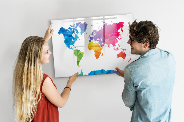 Dry erase board magnetic A colorful map for photos and notes