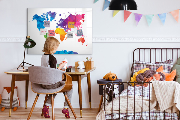 Dry erase board magnetic A colorful map for photos and notes