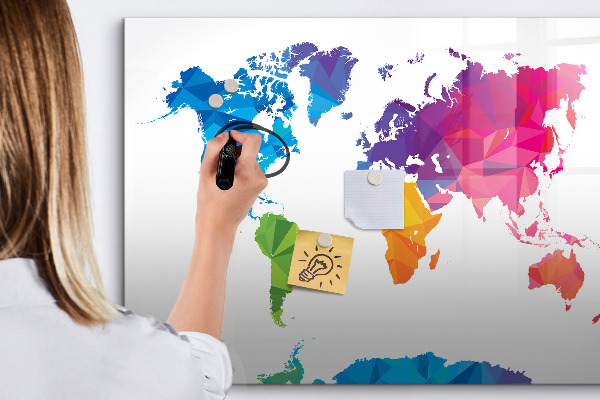 Dry erase board magnetic A colorful map for photos and notes