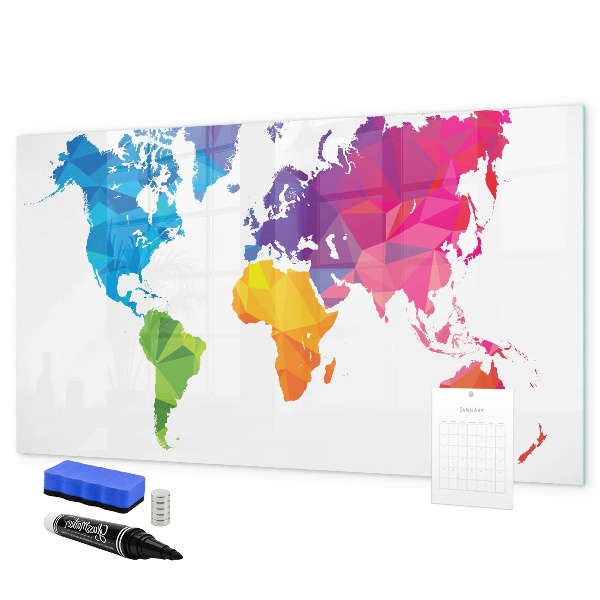 Dry erase board magnetic A colorful map for photos and notes