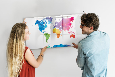 Dry erase board magnetic A colorful map for photos and notes
