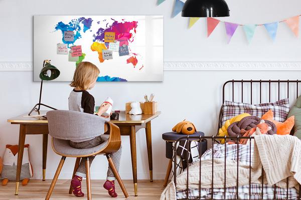 Dry erase board magnetic A colorful map for photos and notes