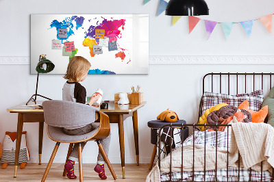 Dry erase board magnetic A colorful map for photos and notes