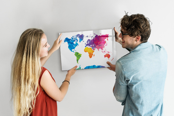 Dry erase board magnetic A colorful map for photos and notes