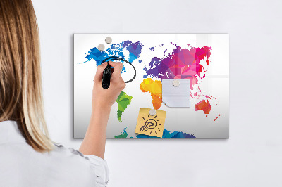 Dry erase board magnetic A colorful map for photos and notes