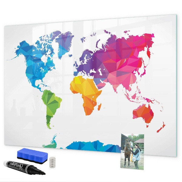 Dry erase board magnetic A colorful map for photos and notes