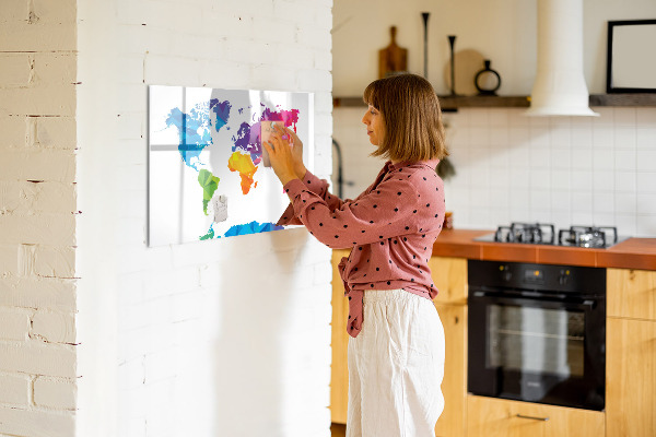Dry erase board magnetic A colorful map for photos and notes
