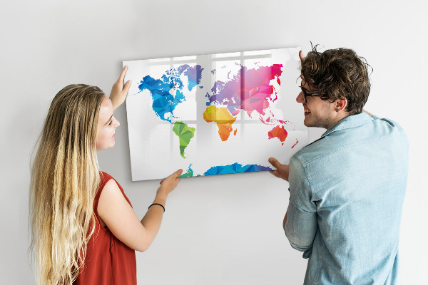 Dry erase board magnetic A colorful map for photos and notes