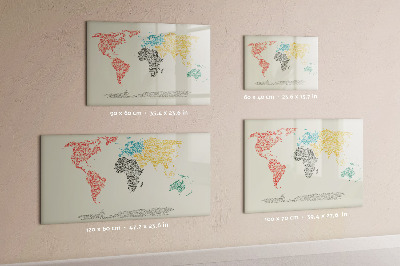 Dry erase board magnetic World map with places and photos