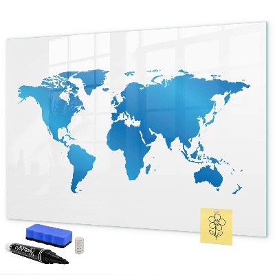 Dry erase board magnetic World map with photo locations