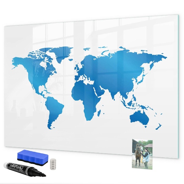 Dry erase board magnetic World map with photo locations