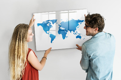 Dry erase board magnetic World map with photo locations