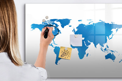 Dry erase board magnetic World map with photo locations