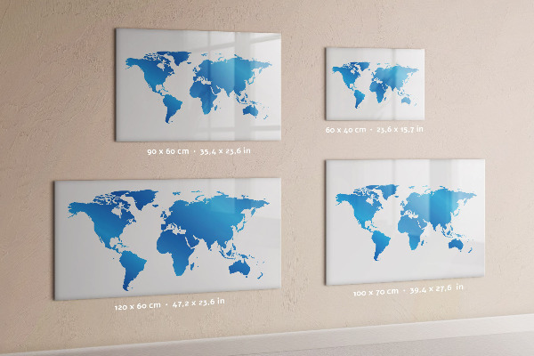 Dry erase board magnetic World map with photo locations
