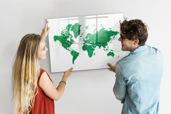 Dry erase board magnetic Interactive map for travel memories