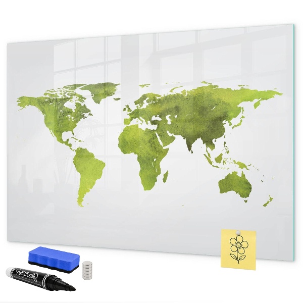 Magnetic dry erase board World map with photo locations