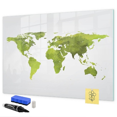 Magnetic dry erase board World map with photo locations