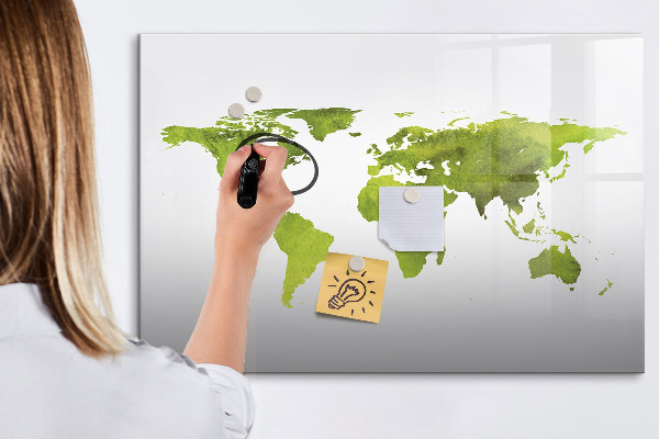 Magnetic dry erase board World map with photo locations