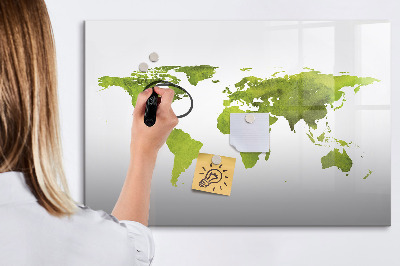 Magnetic dry erase board World map with photo locations