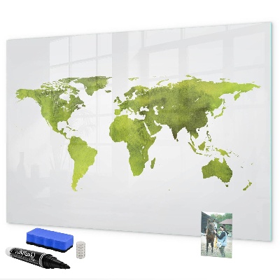 Magnetic dry erase board World map with photo locations