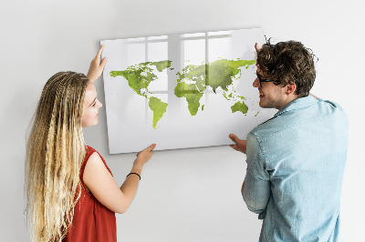 Magnetic dry erase board World map with photo locations