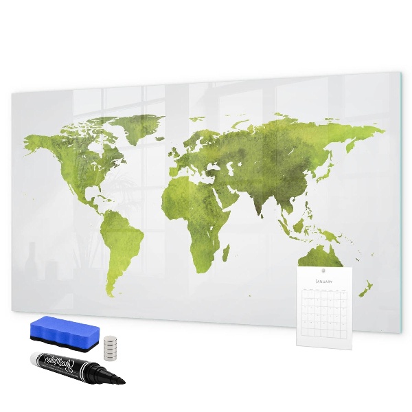 Magnetic dry erase board World map with photo locations