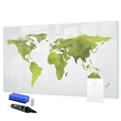 Magnetic dry erase board World map with photo locations