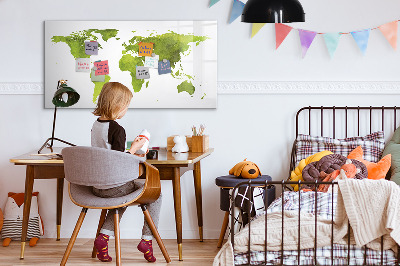 Magnetic dry erase board World map with photo locations