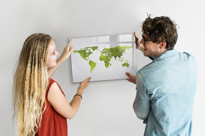 Magnetic dry erase board World map with photo locations