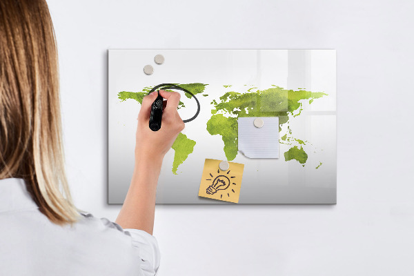 Magnetic dry erase board World map with photo locations