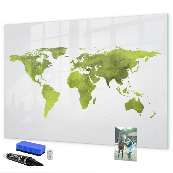 Magnetic dry erase board World map with photo locations