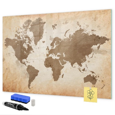 Dry erase board magnetic World map with photo locations