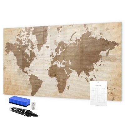 Dry erase board magnetic World map with photo locations
