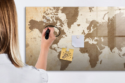 Dry erase board magnetic World map with photo locations
