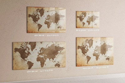 Dry erase board magnetic World map with photo locations