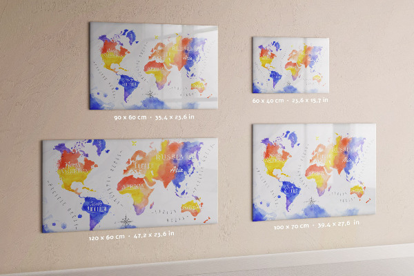 Magnetic dry erase board Colorful world map with photos