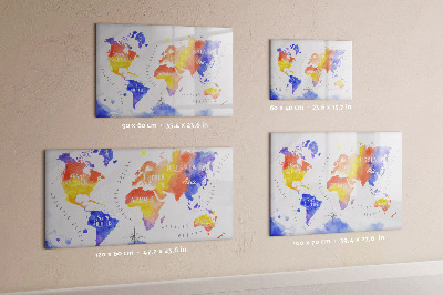 Magnetic dry erase board Colorful world map with photos
