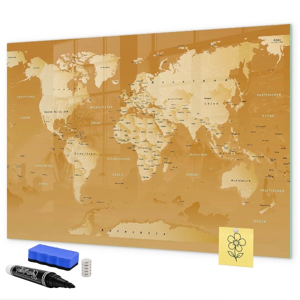 Magnetic dry erase board Interactive map planner with photos