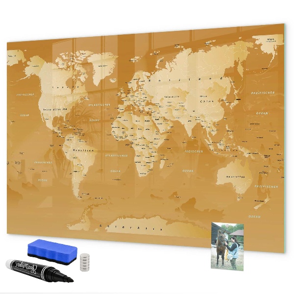 Magnetic dry erase board Interactive map planner with photos