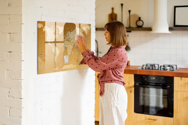 Magnetic dry erase board Interactive map planner with photos