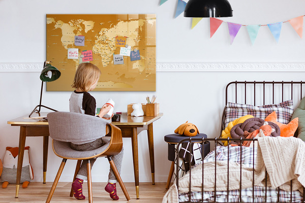 Magnetic dry erase board Interactive map planner with photos