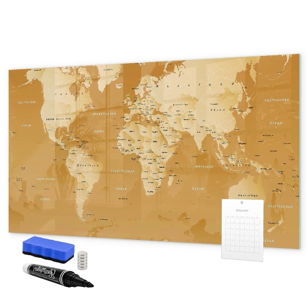 Magnetic dry erase board Interactive map planner with photos