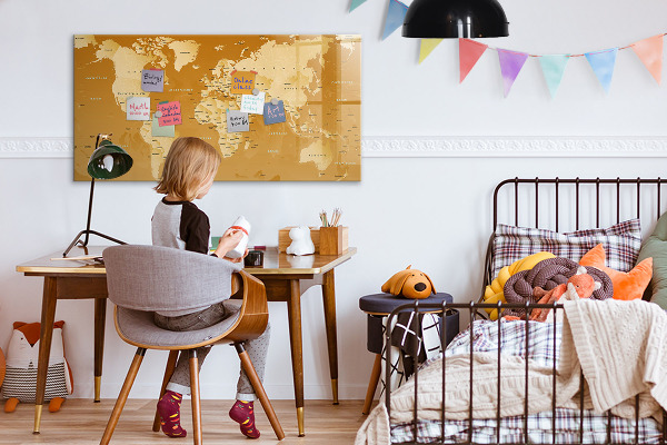 Magnetic dry erase board Interactive map planner with photos