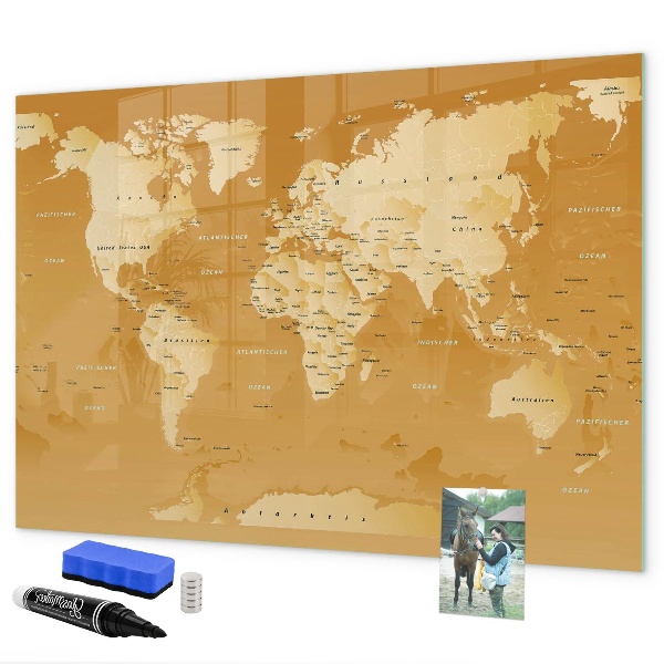 Magnetic dry erase board Interactive map planner with photos